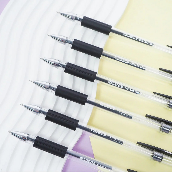 Bazic Essence Black Gel Pen With Cushion Grip 6-Pack