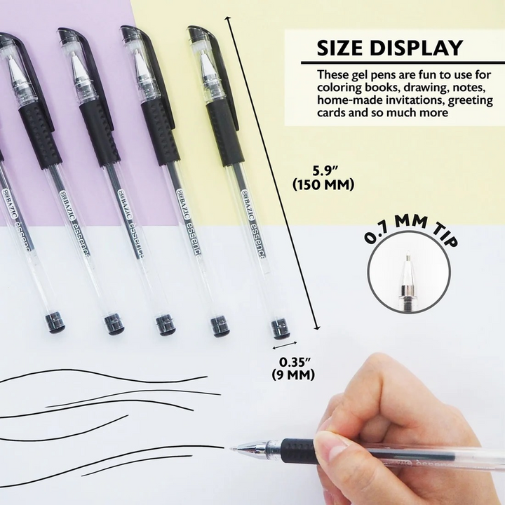 Bazic Essence Black Gel Pen With Cushion Grip 6-Pack