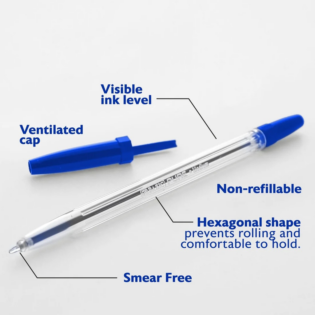 Bazic Pure Blue Stick Pen 12-Pack