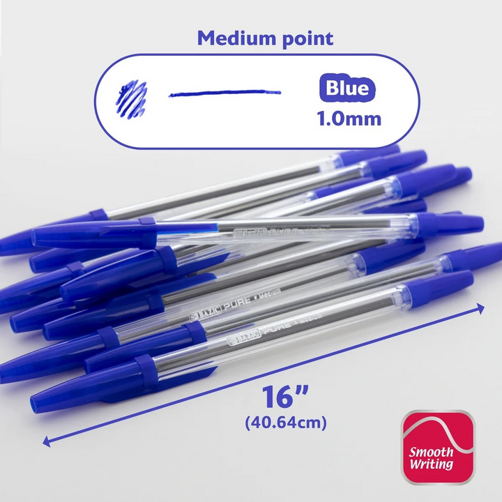 Bazic Pure Blue Stick Pen 12-Pack