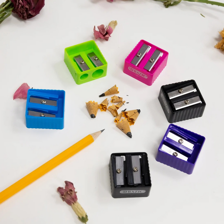 Bazic Cora Dual Hole Square Sharpener 6-Pack