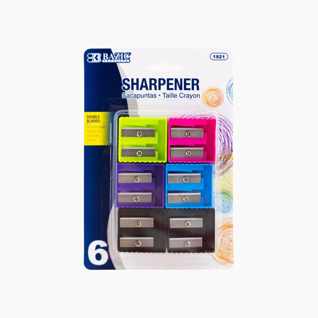 Bazic Cora Dual Hole Square Sharpener 6-Pack