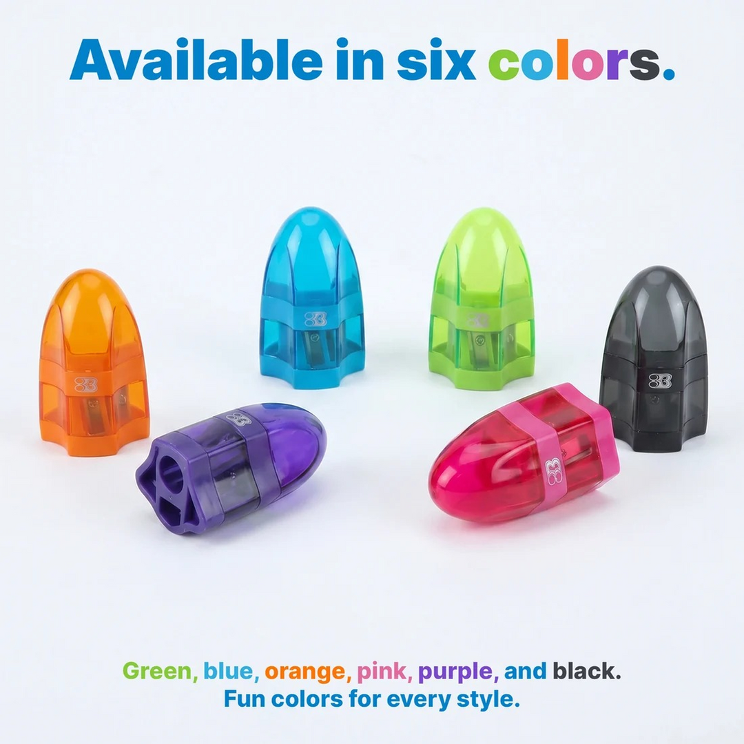 Bazic Connor Dual Hole Sharpener With Receptacle + Eraser