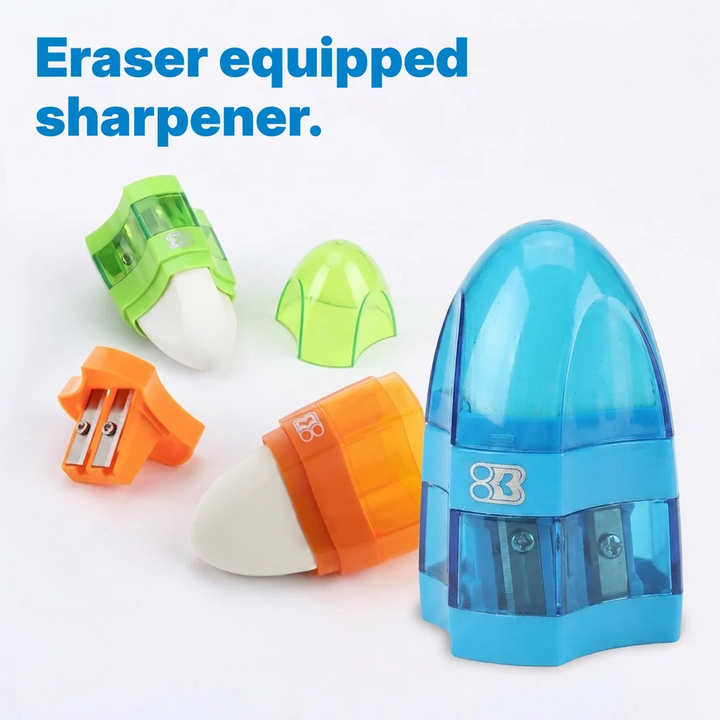 Bazic Connor Dual Hole Sharpener With Receptacle + Eraser