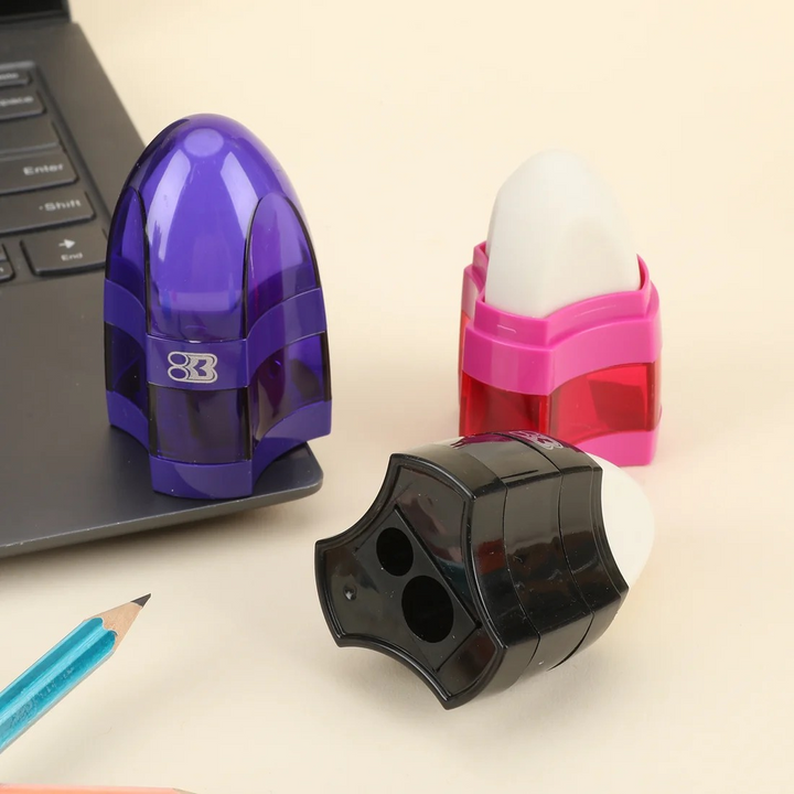 Bazic Connor Dual Hole Sharpener With Receptacle + Eraser