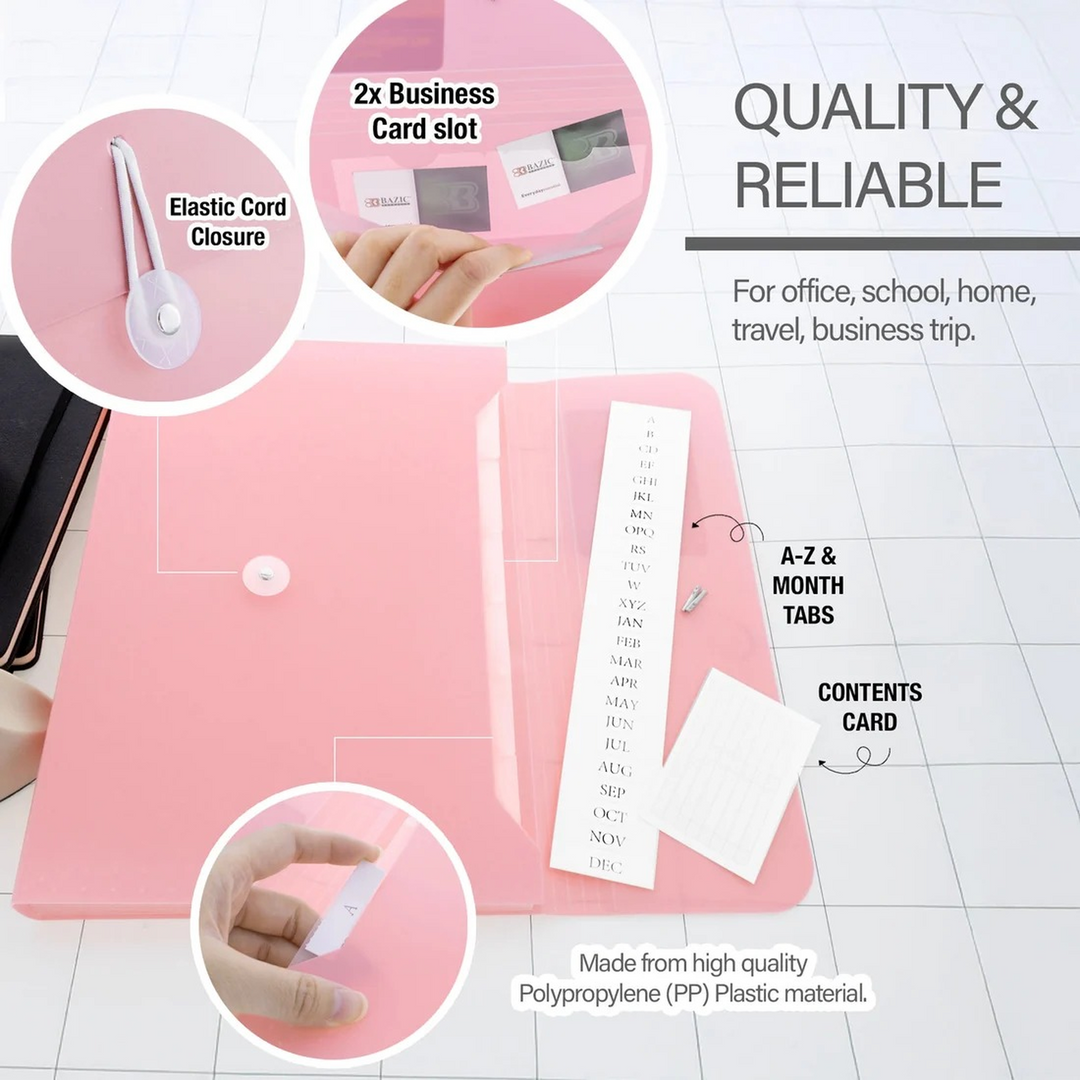 Bazic Pastel Edition 7-Pocket A4/Letter Size Poly Expanding File