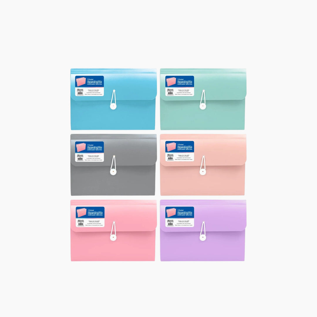 Bazic Pastel Edition 7-Pocket A4/Letter Size Poly Expanding File