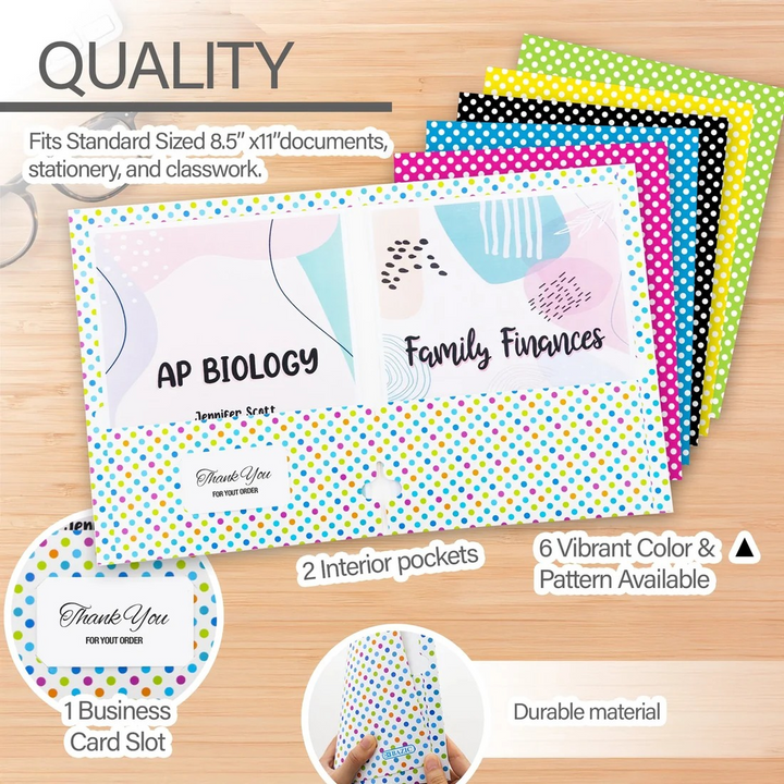 Bazic Polka Dot 2-Pocket Portfolios