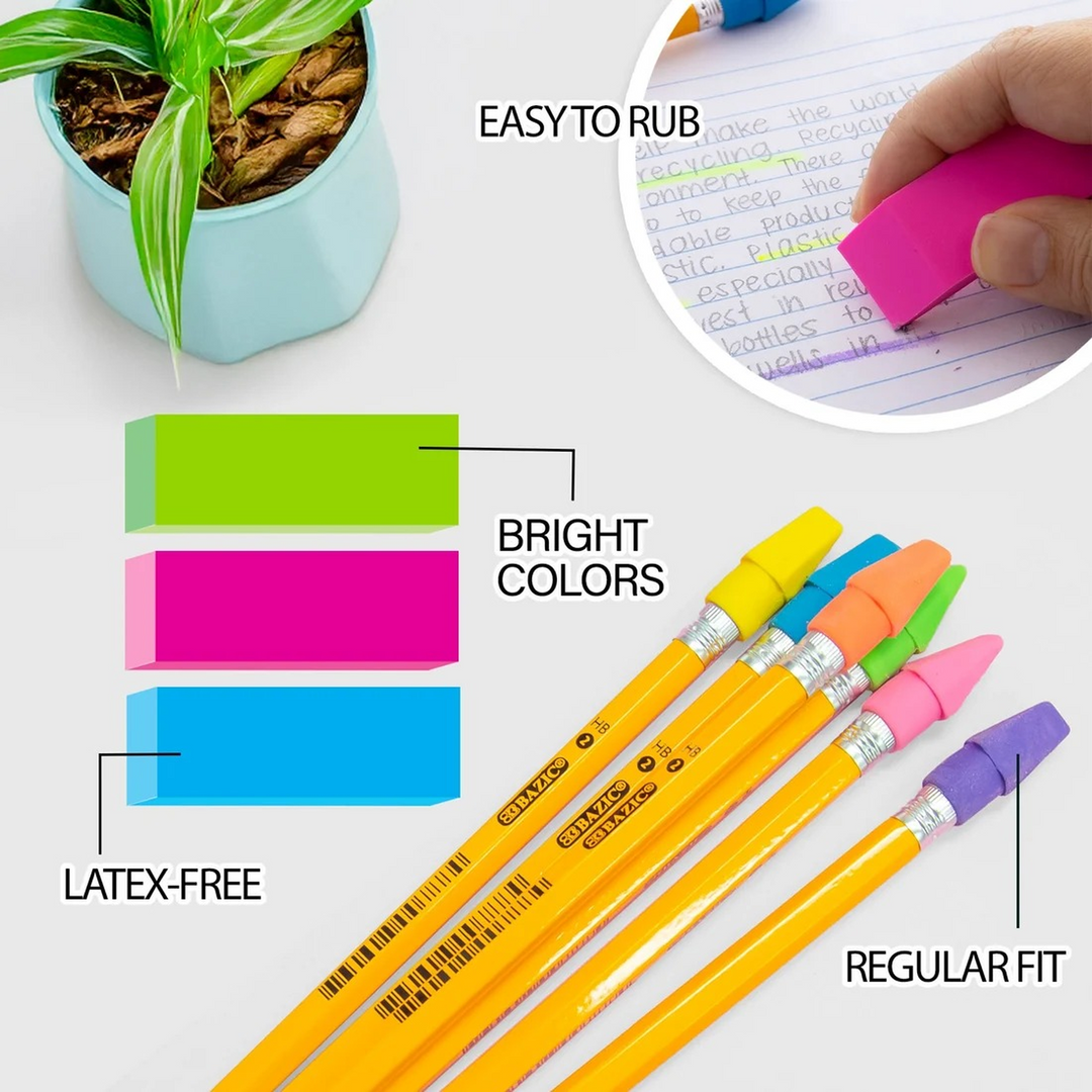 Bazic Neon Eraser Sets 15-Pack