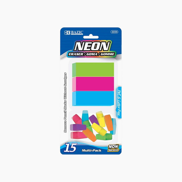 Bazic Neon Eraser Sets 15-Pack