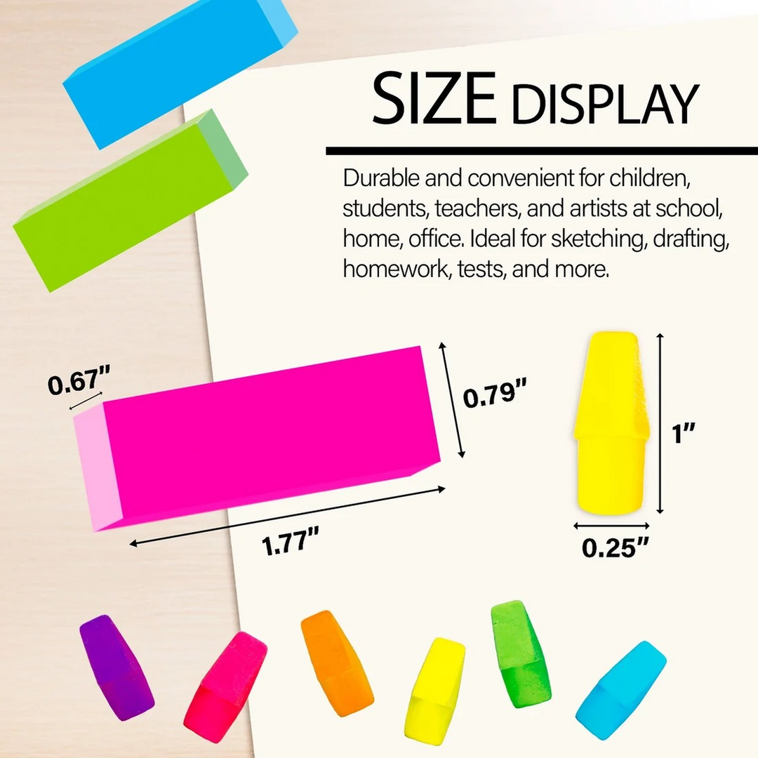 Bazic Neon Eraser Sets 15-Pack