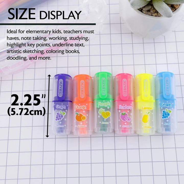 Bazic Fruit Scented Mini Highlighters 6-Pack