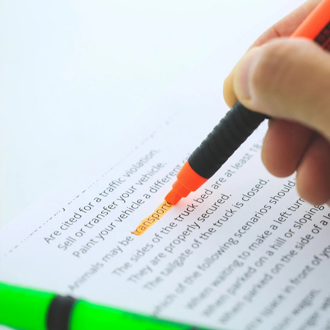Bazic Pen Style Fluorescent Highlighters With Cushion Grip 4-Pack
