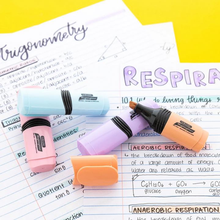 Bazic Mini Desk Style Pastel Highlighters 4-Pack