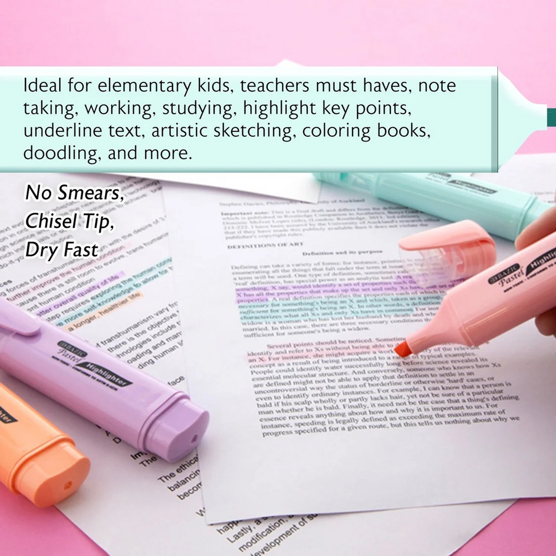 Bazic Pastel Highlighters With Pocket Clip