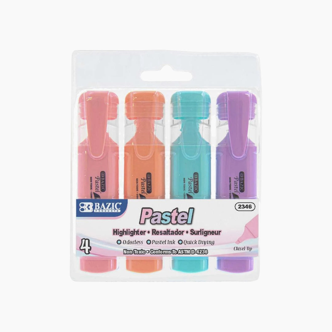 Bazic Pastel Highlighters With Pocket Clip