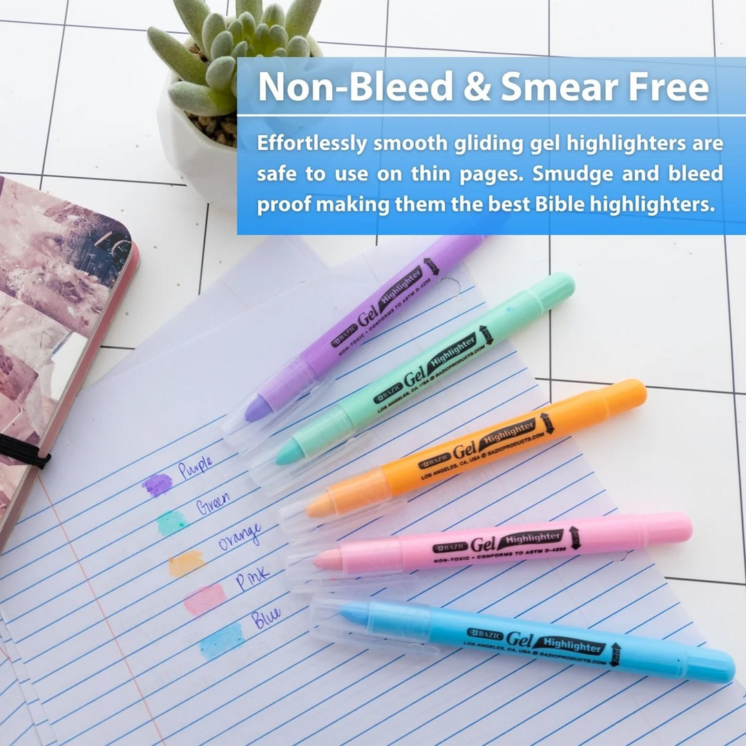 Bazic 5 Pastel Gel Highlighters