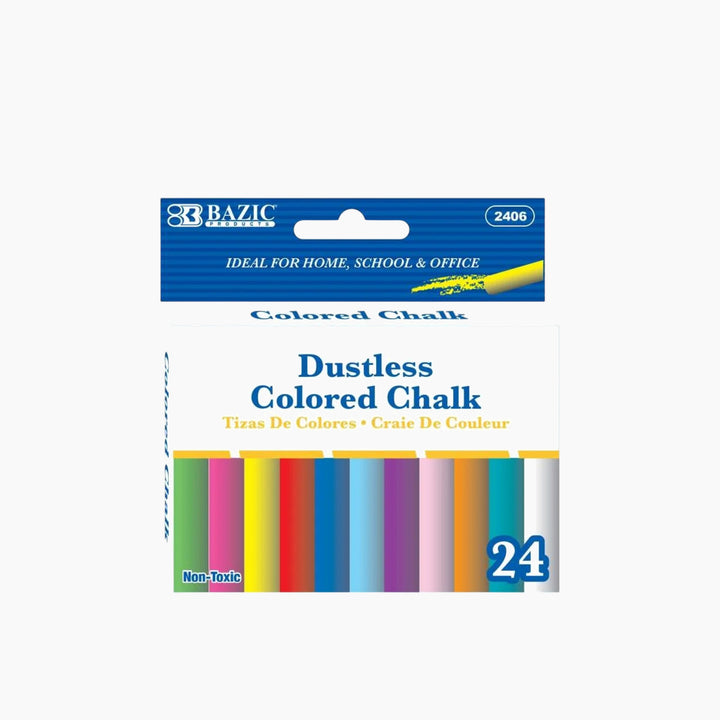 Bazic Dustless Assorted Color Chalk 24-Count Box