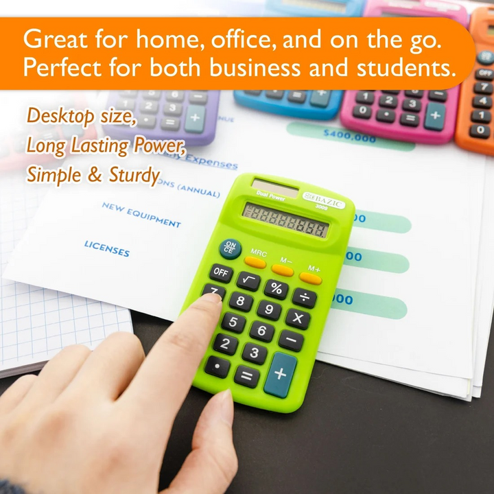Bazic 8-Digit Dual Power Pocket Size Calculator