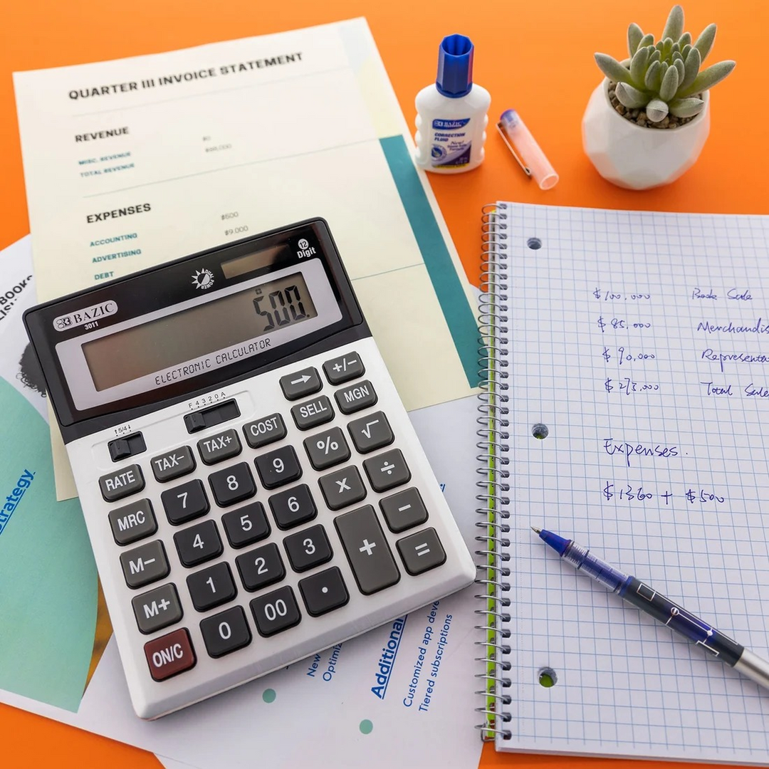 Bazic 12-Digit Desktop Calculator With Profit Calculation &amp; Tax Functions