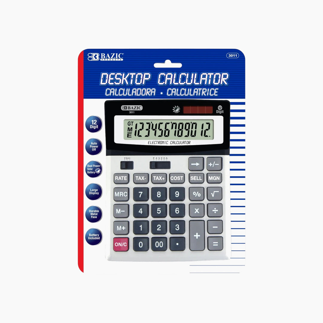 Bazic 12-Digit Desktop Calculator With Profit Calculation &amp; Tax Functions