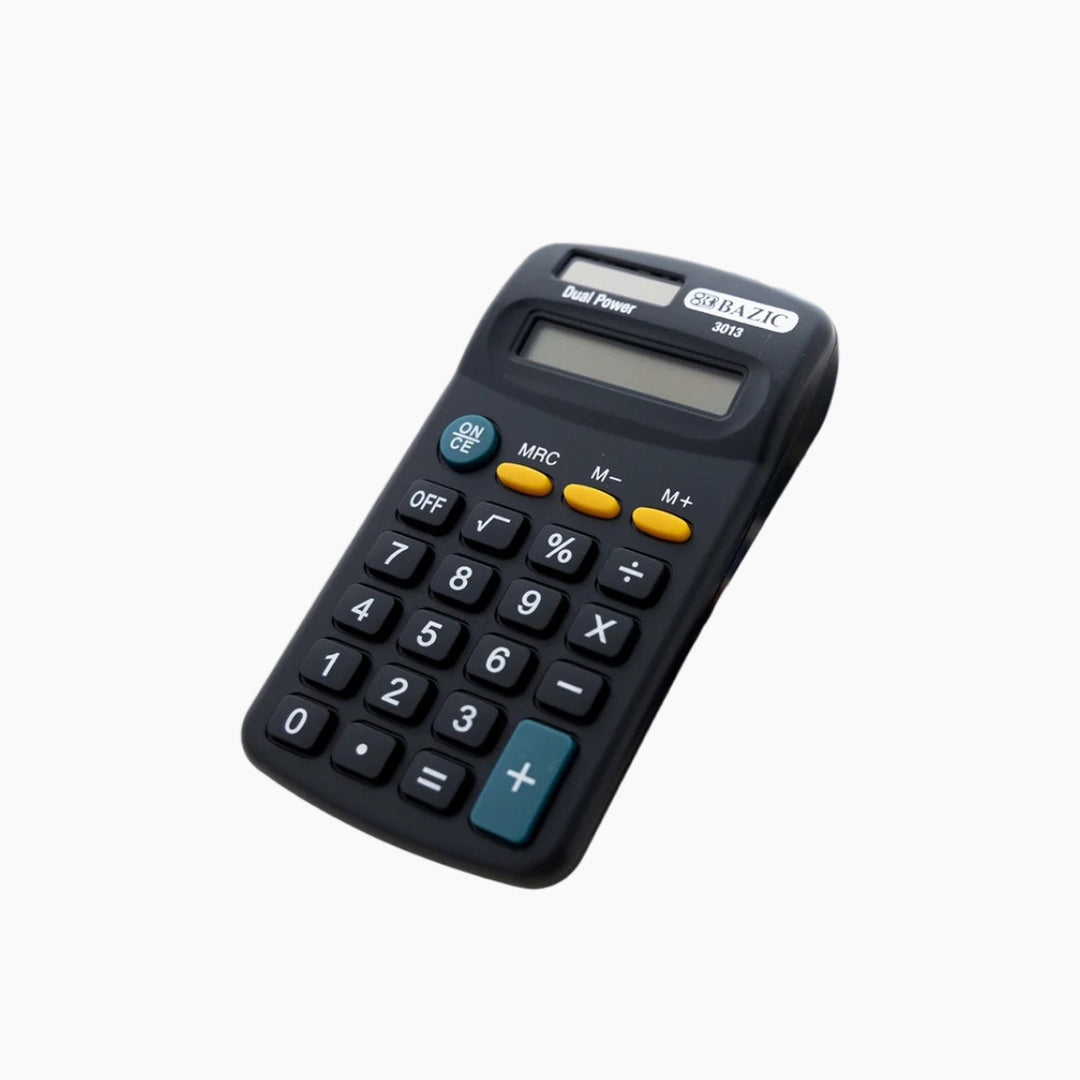 Bazic 8-Digit Dual Power Pocket Size Calculator - Black