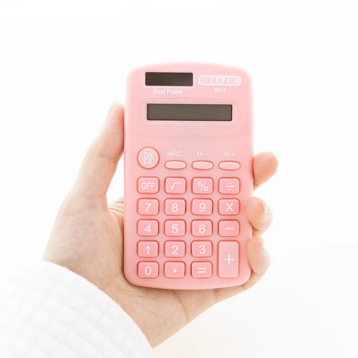 Bazic 8-Digit Dual Power Pocket Size Calculator - Pastel Color