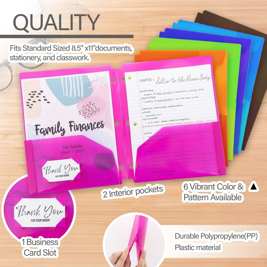 Bazic Translucent 2-Pocket Poly Portfolio