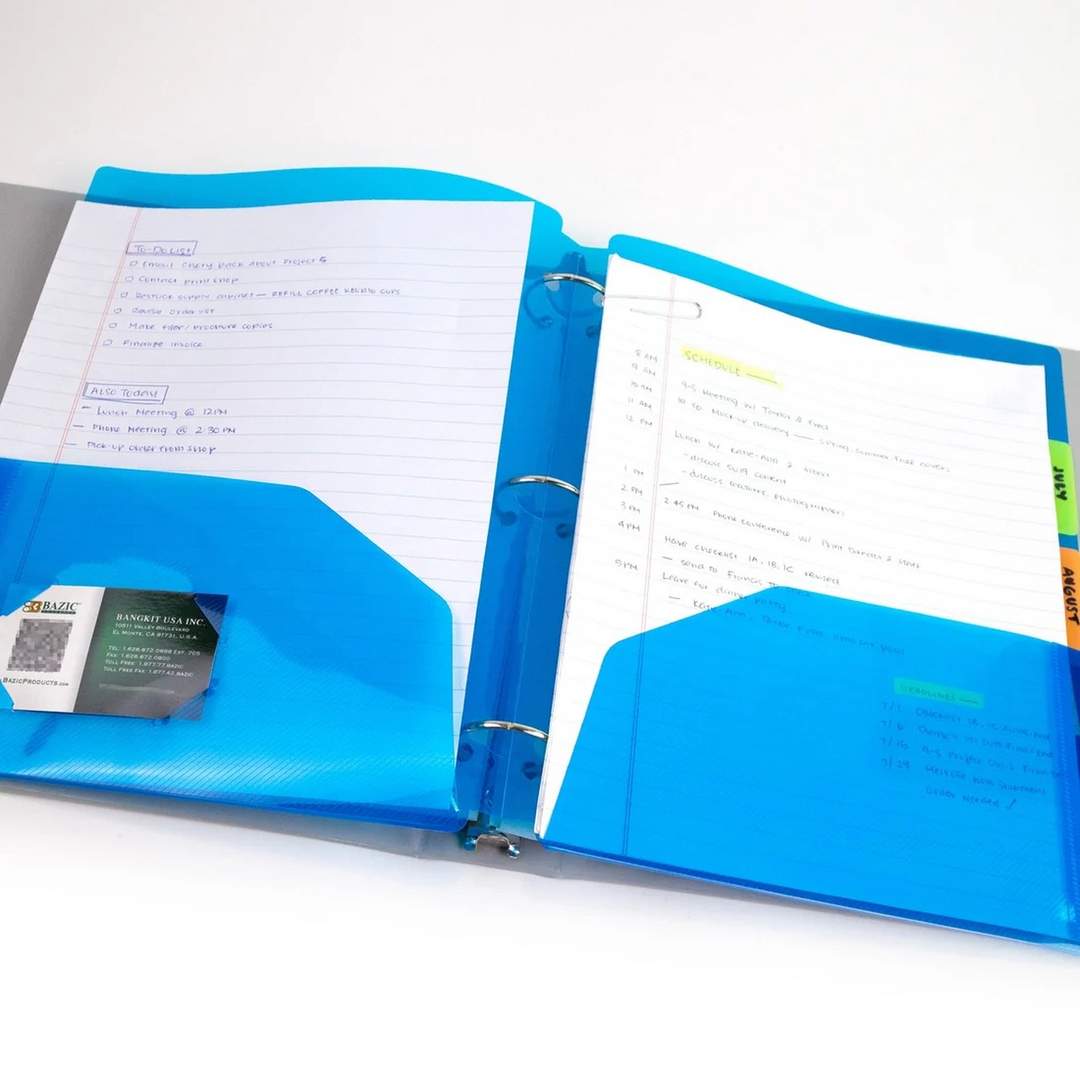 Bazic Translucent 2-Pocket Poly Portfolio