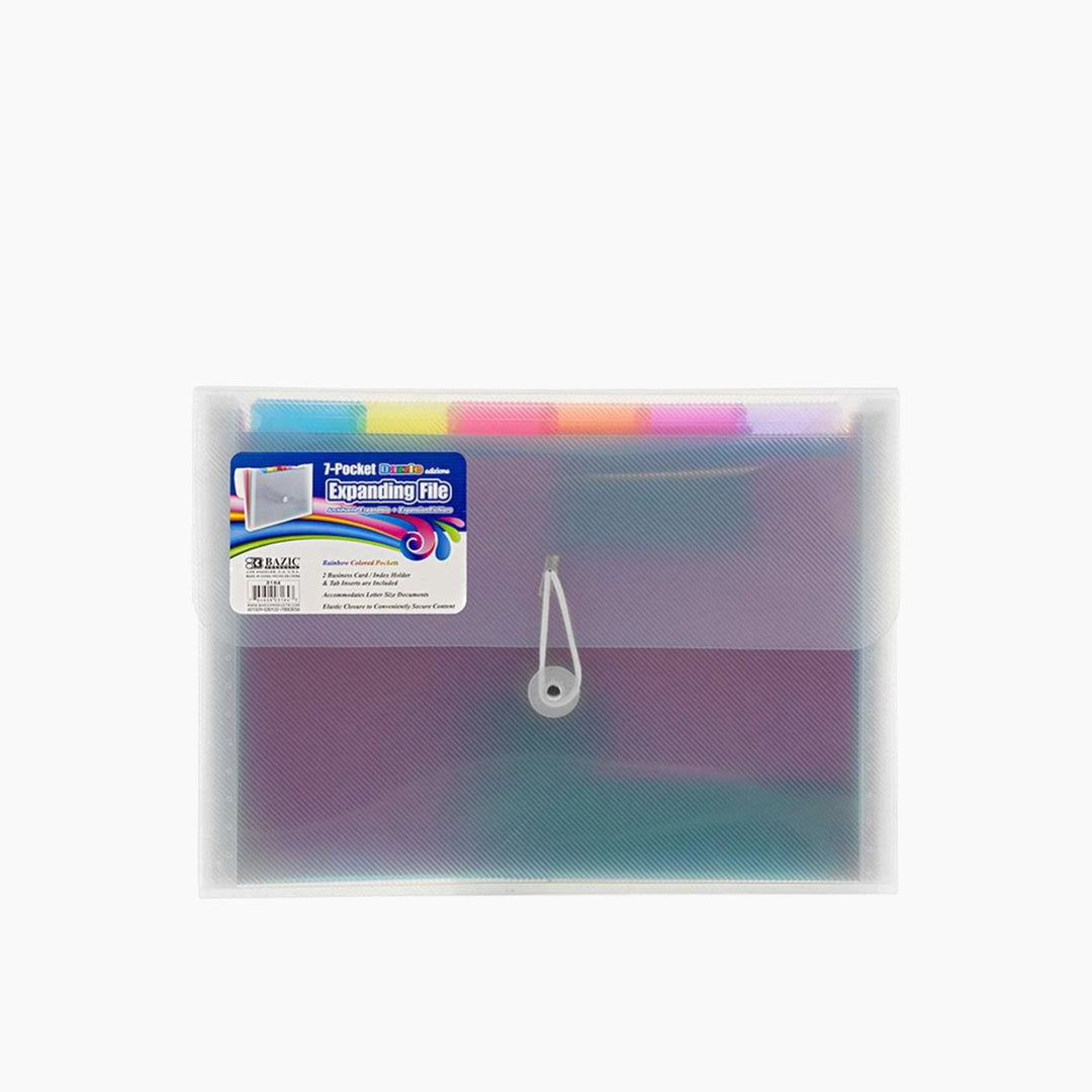 Bazic Rainbow 7-Pocket A4/Letter Size Poly Expanding File