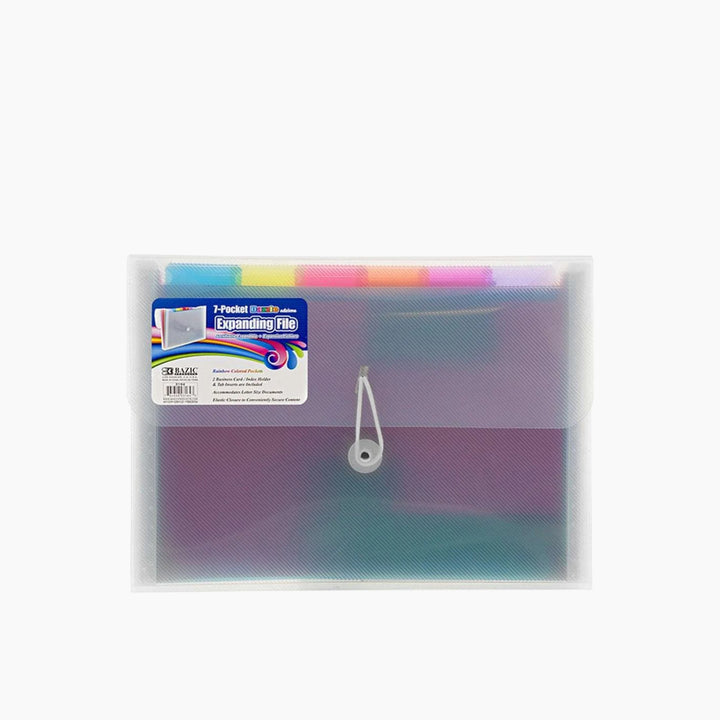 Bazic Rainbow 7-Pocket A4/Letter Size Poly Expanding File