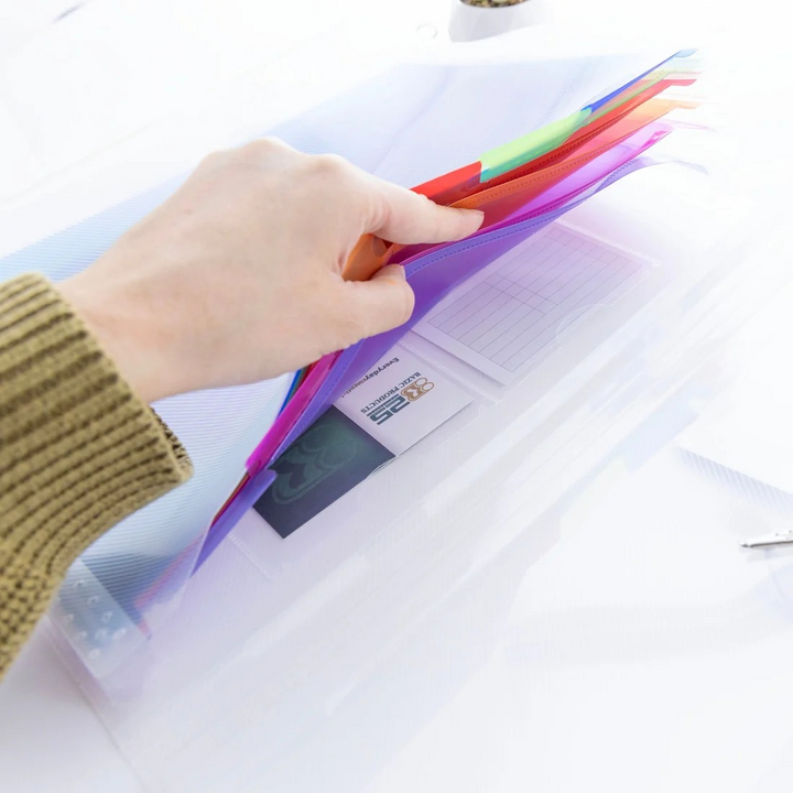 Bazic Rainbow 7-Pocket A4/Letter Size Poly Expanding File