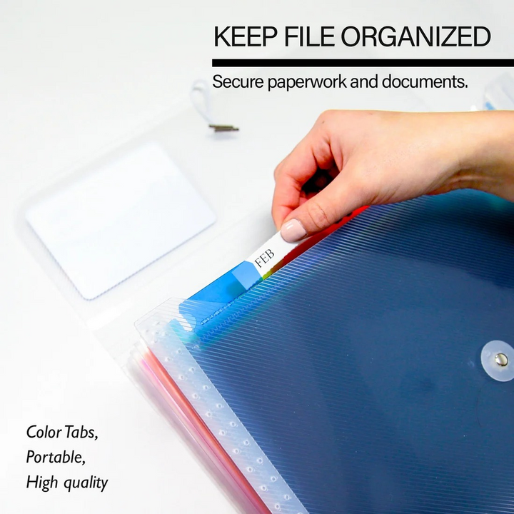 Bazic Rainbow 7-Pocket A4/Letter Size Poly Expanding File
