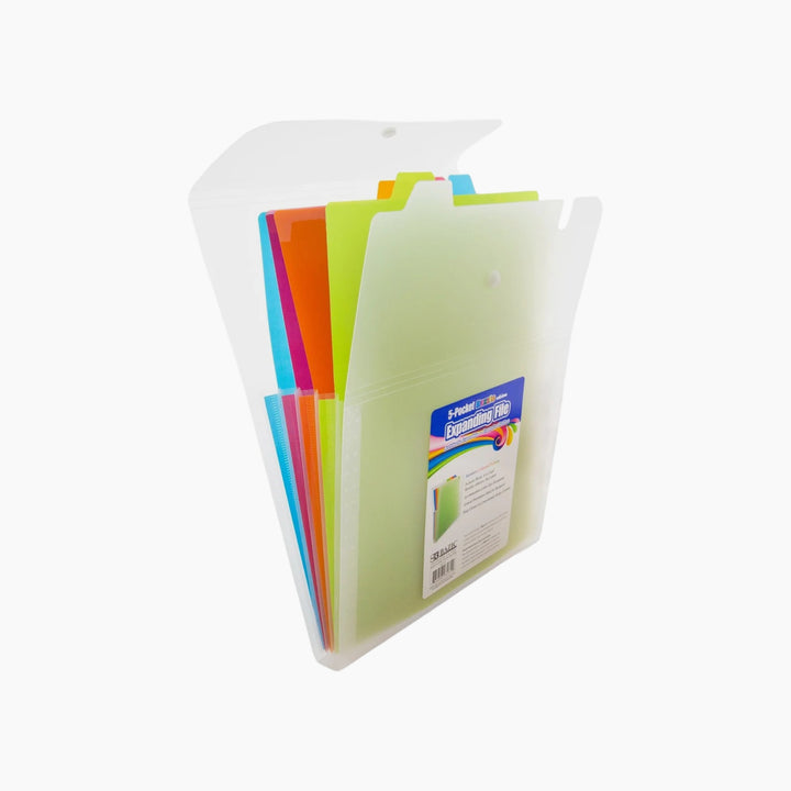 Bazic 5-Pocket Letter Size Vertical Poly Expanding File