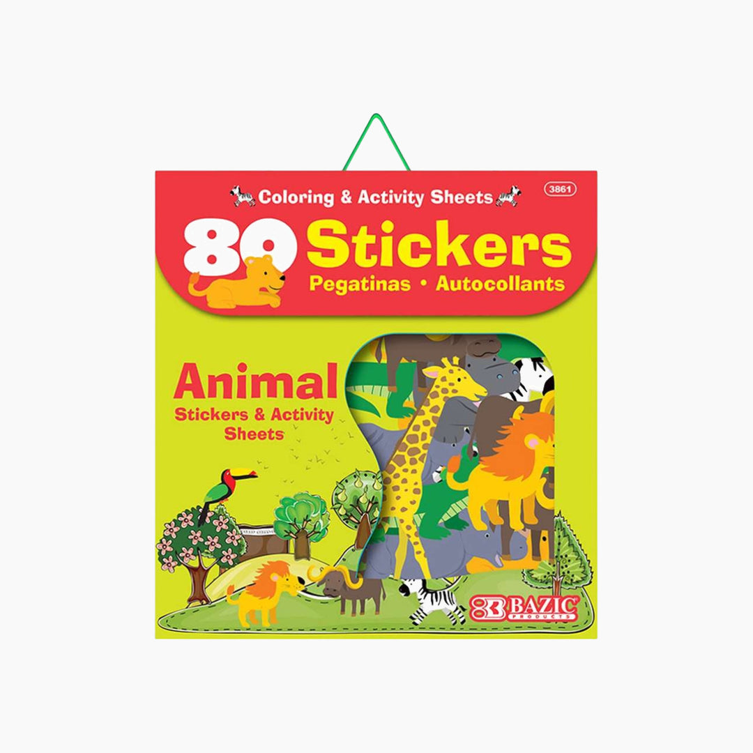 Bazic Animal Series Assorted Stickers 80-Pack