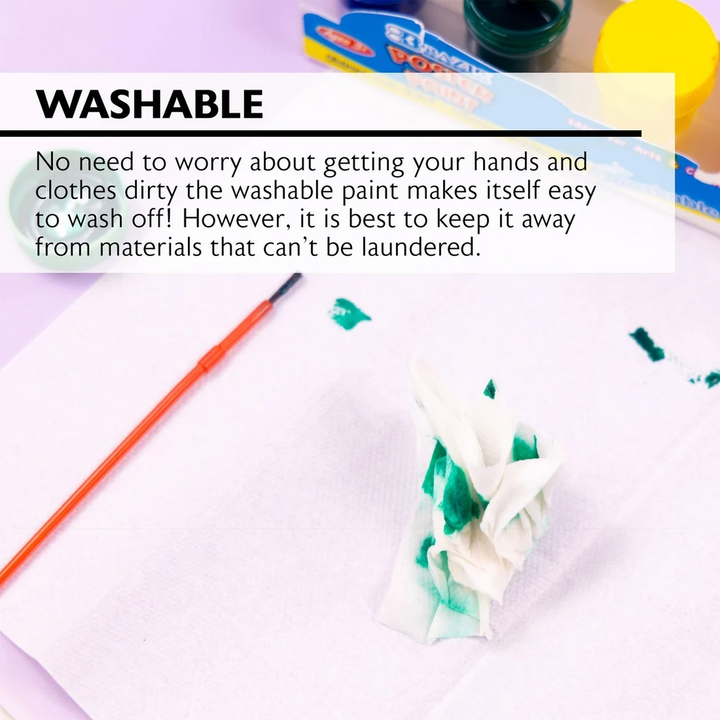 Bazic 0.75 Fl Oz 6-Color Washable Poster Paint With Brush - 22.2ml