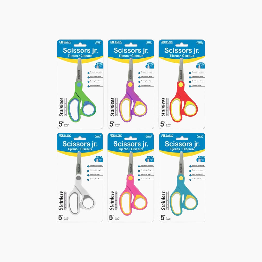 Bazic 5" Soft Grip Blunt Tip Stainless Steel Scissors