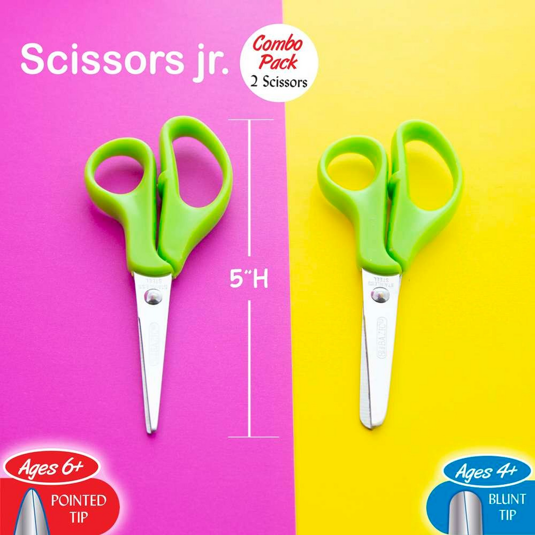 Bazic 5" Blunt &amp; Pointed Tip School Scissors 2-Pack