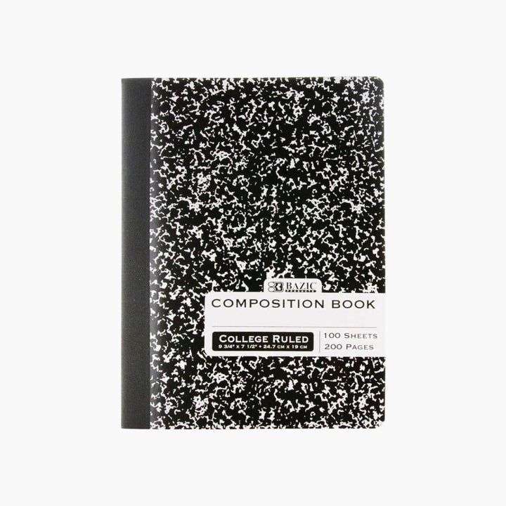Bazic C/R 100-Count Black Marble Composition Book