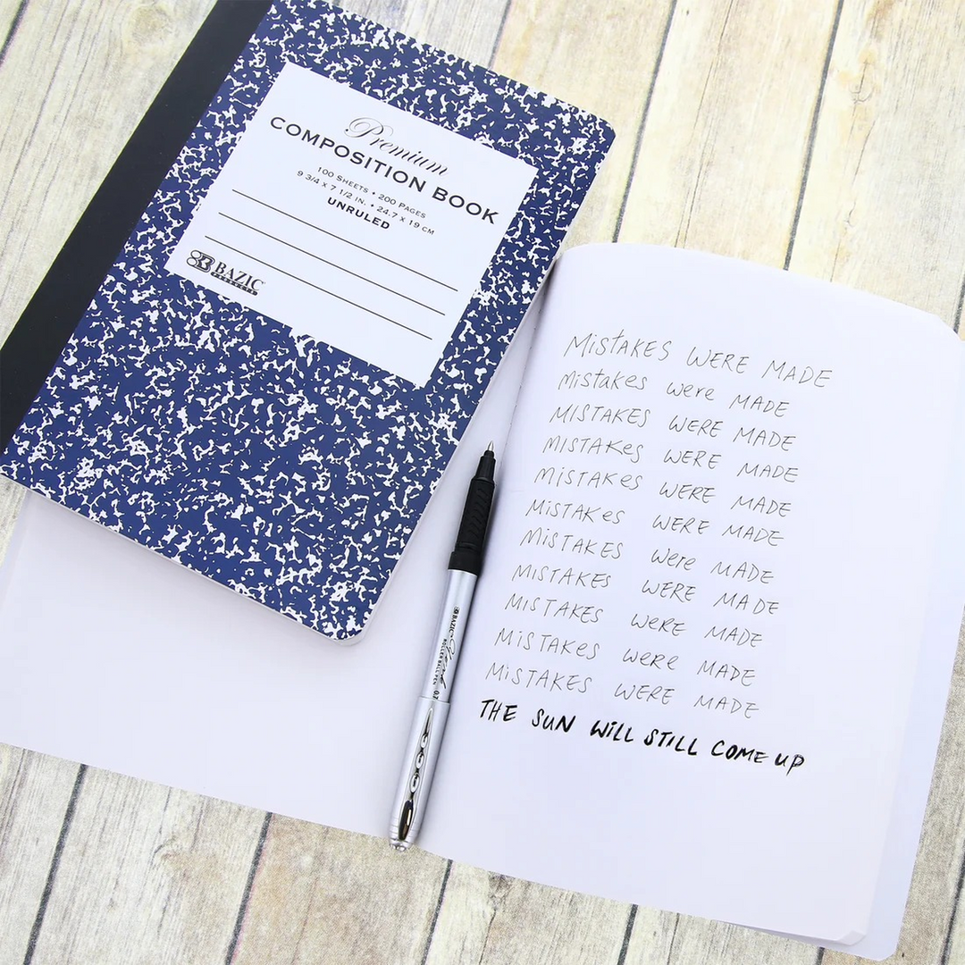 Bazic Unruled 100-Count Premium Blue Marble Composition Book