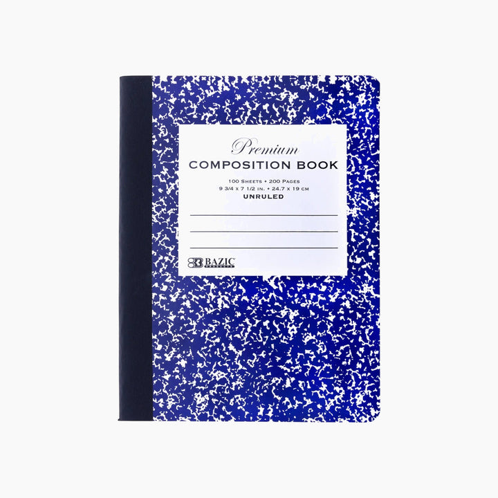 Bazic Unruled 100-Count Premium Blue Marble Composition Book