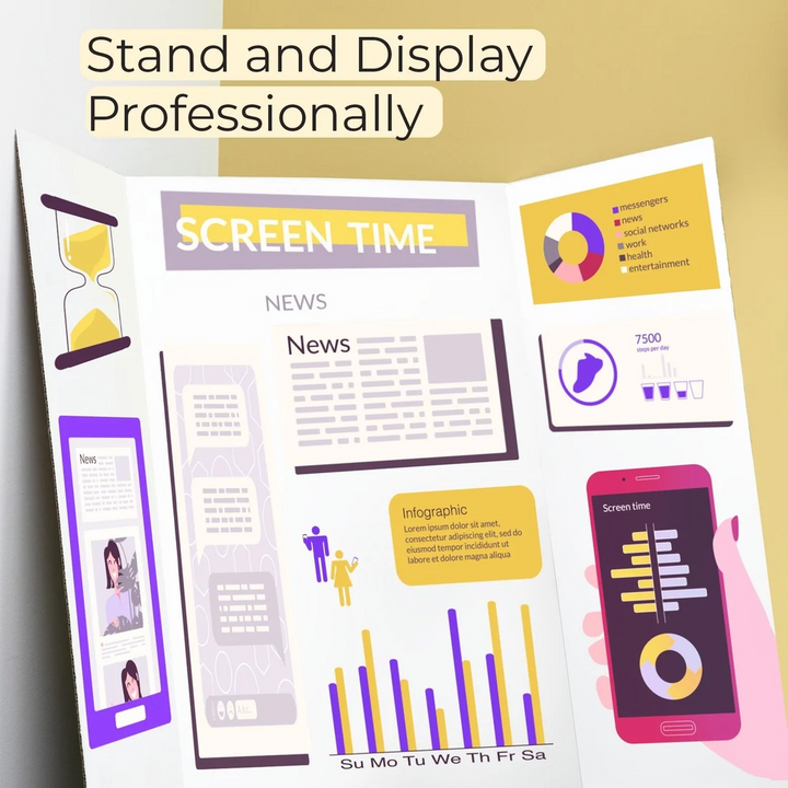 Bazic 28" X 40" White Tri-Fold Corrugated Presentation Board