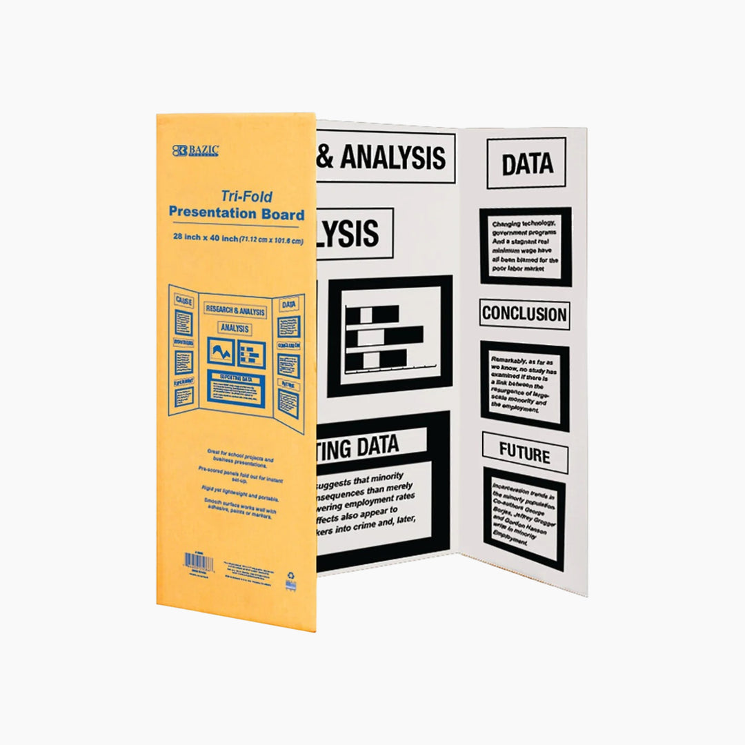 Bazic 28" X 40" White Tri-Fold Corrugated Presentation Board