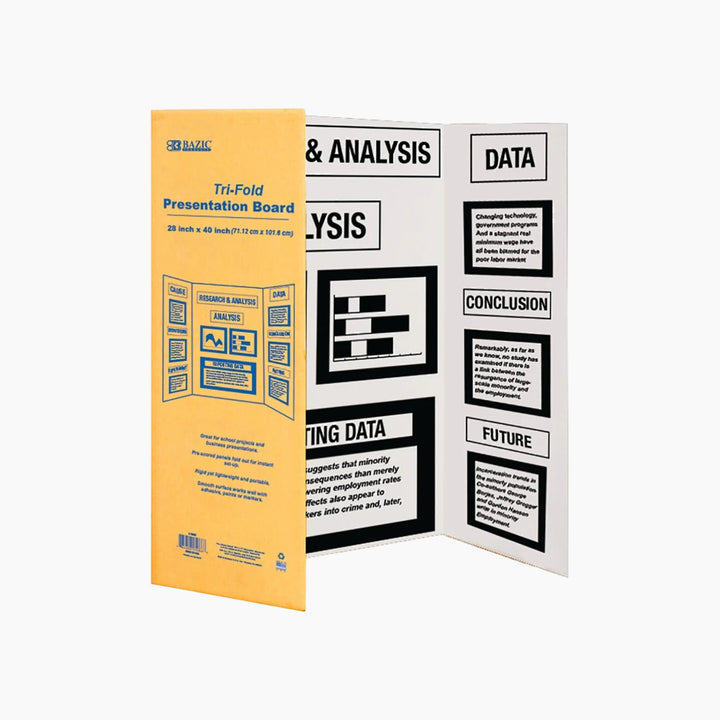 Bazic 28" X 40" White Tri-Fold Corrugated Presentation Board