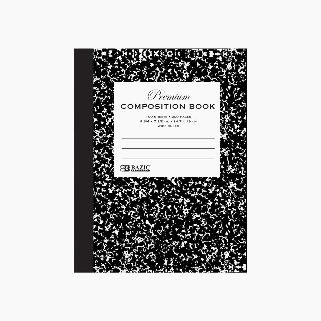Bazic W/R 100-Count Premium Black Marble Composition Book