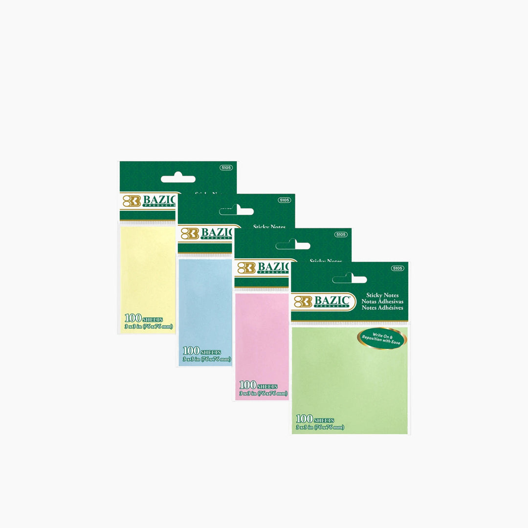 Bazic 100-Count 3" X 3" Sticky Notes