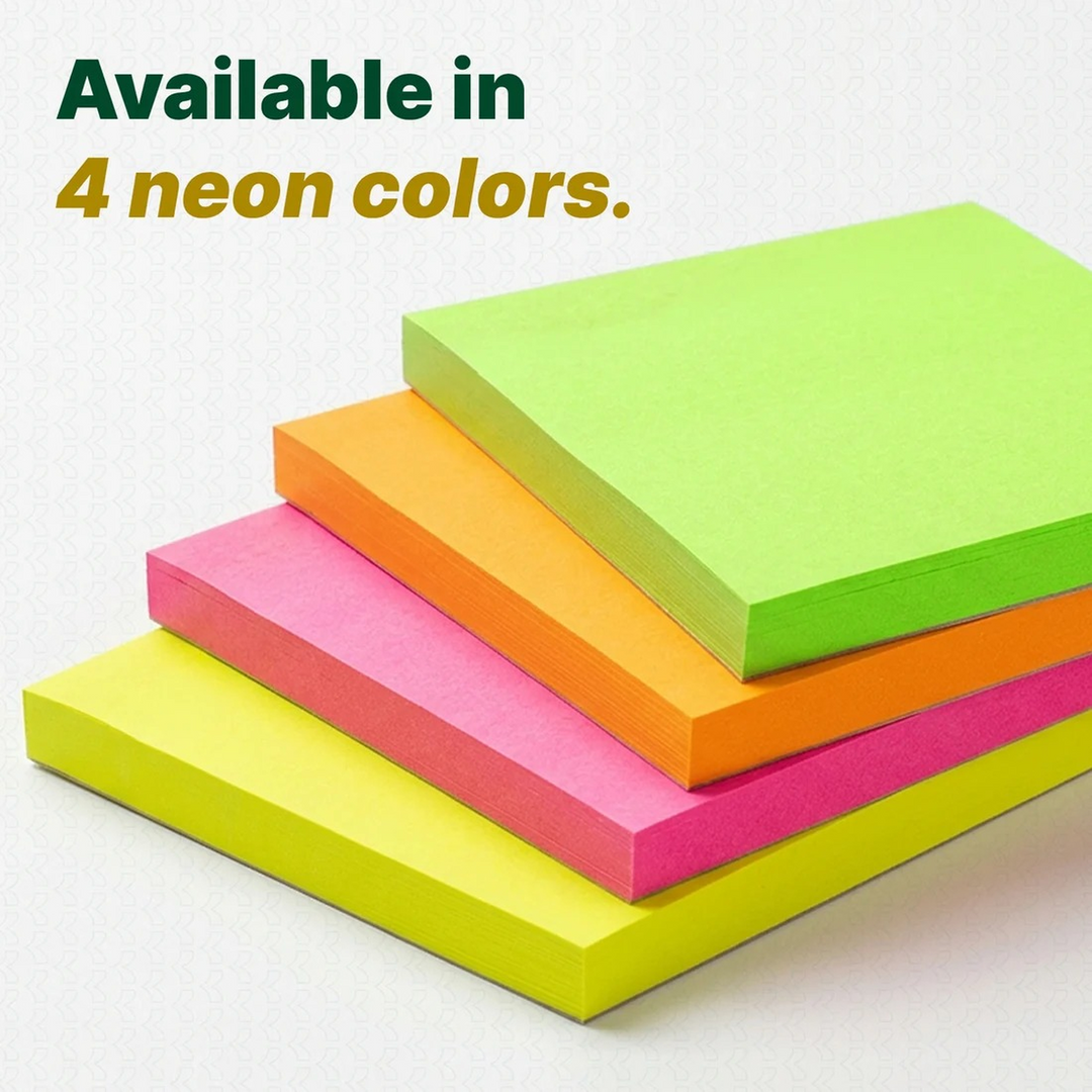 Bazic 80-Count 3" X 3" Neon Sticky Notes