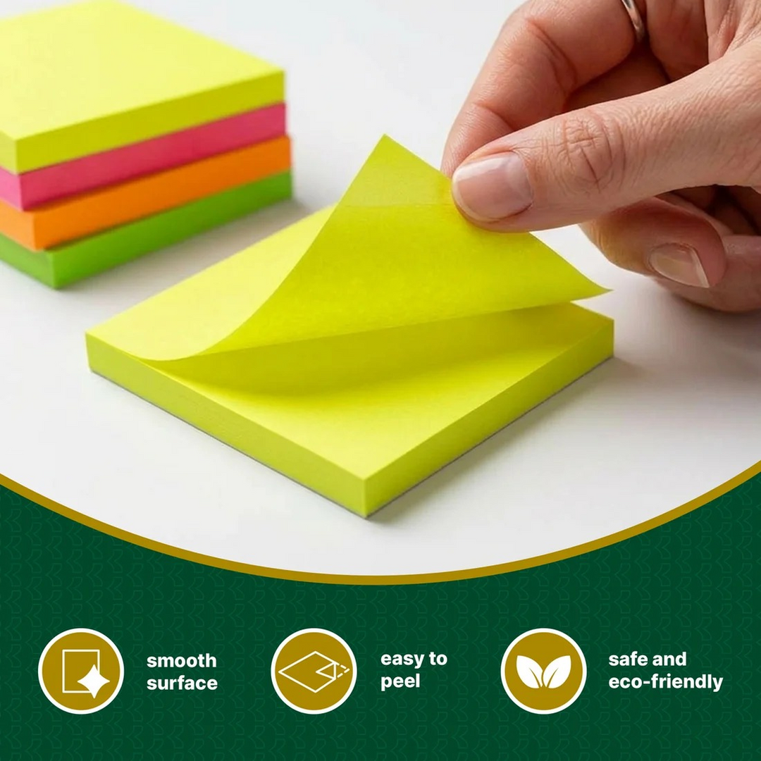 Bazic 80-Count 3" X 3" Neon Sticky Notes