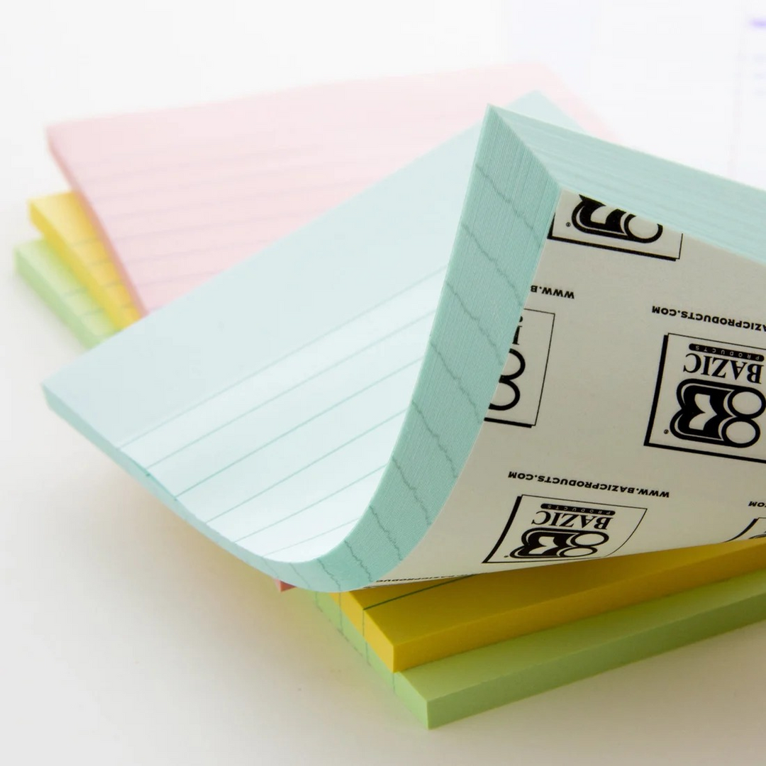 Bazic 50-Count 4" X 6" Lined Sticky Notes
