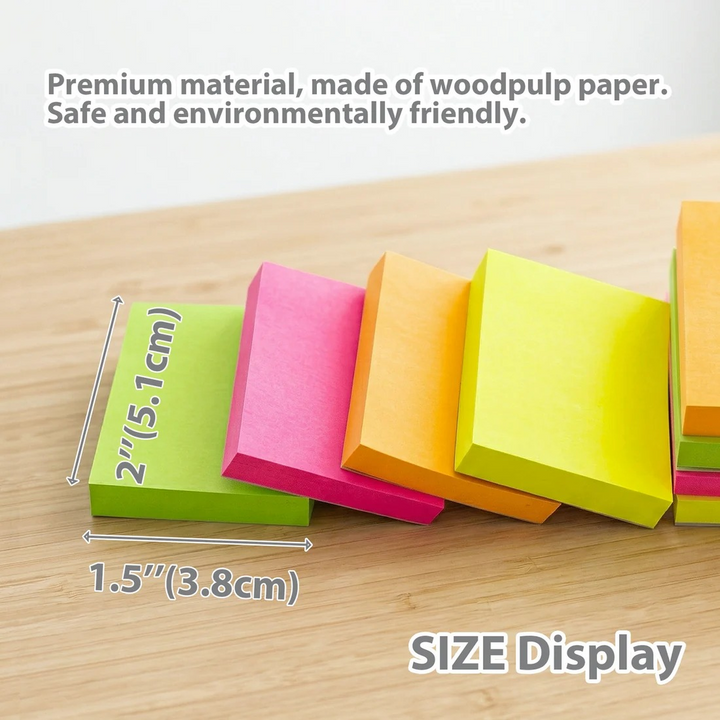 Bazic 70-Count 1.5" X 2" Neon Sticky Notes 4-Pack